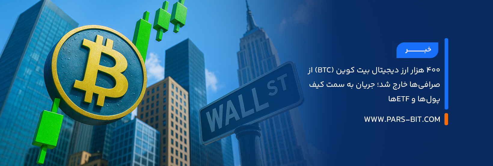 ۴۰۰ هزار ارز دیجیتال بیت‌ کوین (BTC) از صرافی‌ها خارج شد؛ جریان به سمت کیف‌پول‌ها و ETFها